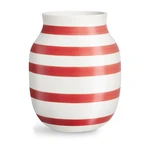 Bielo-červená pruhovaná keramická váza Kähler Design Omaggio, výška 20,5 cm Bielo-červená pruhovaná keramická váza Kähler Design Omaggio, výška 20,5 cm