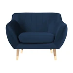 Tmavomodré zamatové kreslo Mazzini Sofas Benito, 158 cm
