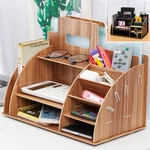 Wooden Desktop Organizer Office Supplies Storage Rack Wooden Desk Organizer Home Office Supply Storage Rack