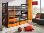Patrová dětská postel Roy, 90x200cm, grafit/oranžová