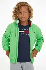 Dětská bunda Tommy Hilfiger zelená barva