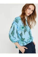 Koton Women's Blue Crew Neck Blouse