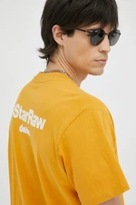 Bavlněné tričko G-Star Raw oranžová barva, s aplikací