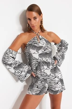 Trendyol Animal Print Woven Cross-tie Jumpsuit
