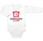 Body dlouhý rukáv Nejlepší budíček na světě, Baby Nellys, bílé, vel. 74 (6-9m)