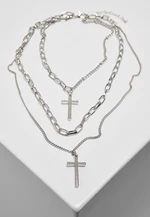 Necklace with layering and cross - silver colors