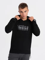 Ombre Men's non-stretch hooded sweatshirt with print - black