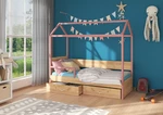 Dětská postel Othelo větší se zábranou, růžová / dub zlatý + matrace ZDARMA