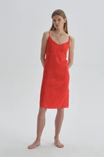 Dagi Red Fixed Strap Viscose Nightgown