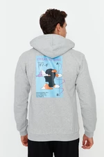 Trendyol Men's Gray Regular Fit Hoodie / Sweatshirt with Soft Pillows