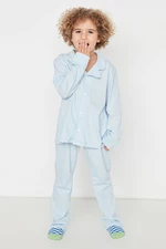 Trendyol Blue Button Detailed Boy Knitted Pajamas Set