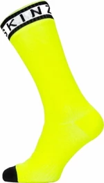 Sealskinz Waterproof Warm Weather Mid Length Sock With Hydrostop Neon Yellow/Black/White XL Skarpety kolarskie