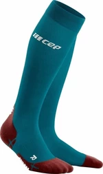 CEP WP209Y Compression Tall Socks Ultralight Petrol/Dark Red II Șosete pentru alergre
