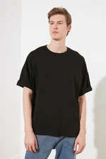 Trendyol Men's Black Oversize Crew Neck Short Sleeve Printed T-Shirt