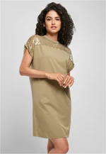 Women's lace T-shirt in khaki color