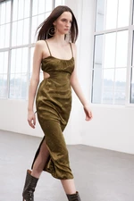 Trendyol Limited Edition Khaki Satin Dress