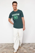 Trendyol Dark Green Houston Printed Regular Cut T-shirt