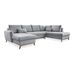 Jasnoszara rozkładana sofa w kształcie litery "U" Miuform Scandic Lagom, prawostronna Jasnoszara rozkładana sofa w kształcie litery "U" Miuform Scandic Lagom, prawostronna