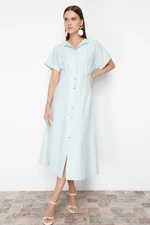 Trendyol Mint Waist Opening Midi Woven Shirt Dress