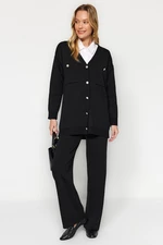 Trendyol Black Buttoned Cardigan-Pants Sweater Top-Upper Set