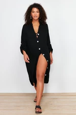 Trendyol Curve Black Woven Beach Dress