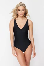 Trendyol Black V Neck Compression Regular Swimsuit