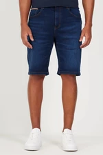 AC&Co / Altınyıldız Classics Pánske tmavomodré slim fit bavlnené elastické džínsové šortky