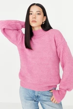 Trendyol Różowy Miękki Teksturowany Podstawowy Sweter Z Dzianiny