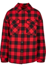 Women's flannel padded overshirt black/red