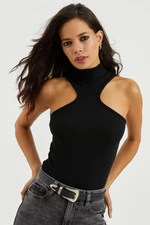 Cool & Sexy Women's Black Halterneck Camisole Blouse