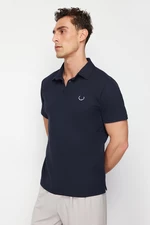 Trendyol Navy Blue Regular/Normal Cut Embroidered Textured Polo Collar T-Shirt