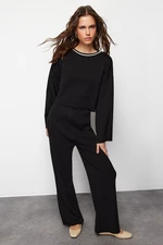 Trendyol Black Piping Detailed Color Blocked Knitwear Top and Bottom Set
