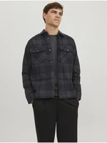 Tmavě šedá pánská kostkovaná svrchní košile Jack & Jones Roy - Pánské Tmavě šedá pánská kostkovaná svrchní košile Jack & Jones Roy - Pánské