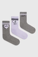 Ponožky HUGO 3-pack dámské, šedá barva