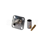 Superbat 5pcs BNC Crimp Female 4 Hole Panel Mount Connector for Cable RG58,RG142,LMR195 75Ohm