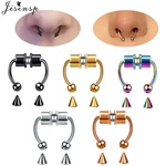 Stainless Steel Non-Piercing Faux Septum Rings Magnetic Nose Ring Punk Fake Piercing Body Jewelry Hip Hop Rock Ear Clip Jewelry