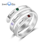 Personalized Family Gift Customized Mother Ring with 3 Birthstones Engraved Name Ring Female Fashion Jewelry (JewelOra RI103804)
