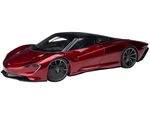 McLaren Speedtail Volcano Red Metallic with Black Top and Suitcase Accessories 1/18 Model Car by Autoart