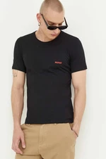 Bavlněné tričko HUGO 3-pack černá barva, s potiskem, 50480088