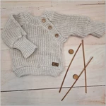 Pletený svetřík pro miminko s knoflíčky Lovely, prodloužené náplety, sv. šedý, 56/62, vel. 68-74 (6-9m)