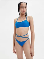 Modrý dámsky rebrovaný spodný diel plaviek Calvin Klein Underwear