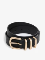 Black Women's Belt with Buckle in Gold Color Pieces Lea - Women