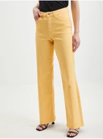 Žluté dámské široké džíny Pieces Peggy - Dámské