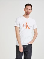 Bílé pánské tričko s potiskem Calvin Klein Jeans - Pánské
