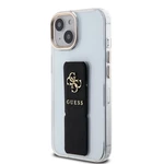 Zadní kryt Guess PU Grip Stand 4G Metal Logo pro Apple iPhone 15, černá