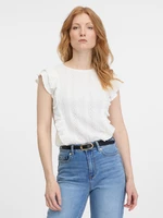 Orsay Bílé dámské tričko s volány - Dámské