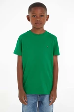 Detské bavlnené tričko Tommy Hilfiger zelená farba, s potlačou