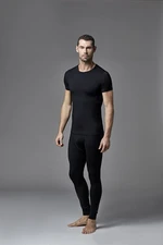 Dagi Men's Black Crew Neck Short Sleeve Thermal Underwear Single Top