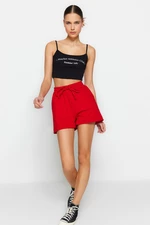 Trendyol Red Pocket Detailed High Waist Knitted Shorts