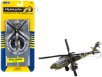 Boeing AH-64 Apache Helicopter Olive Drab "United States Army" with Runway Section Diecast Model by Runway24